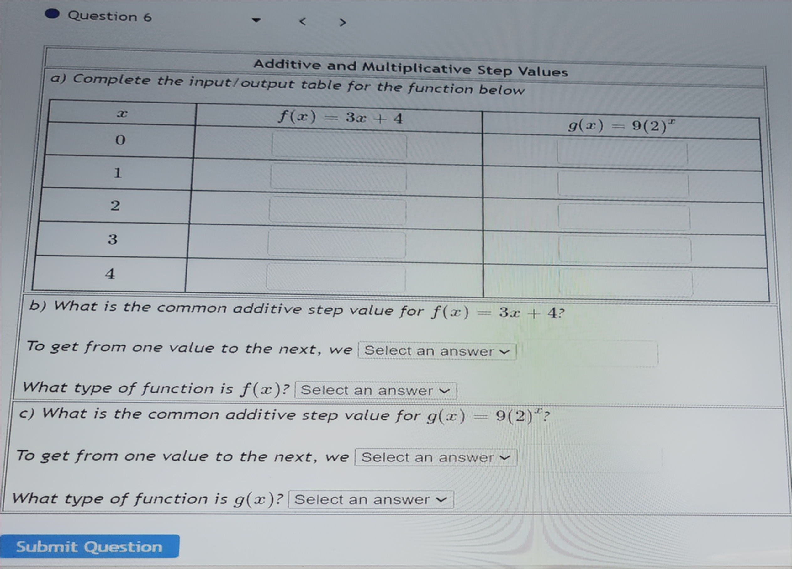 Solved: Question 6 Additive and Multiplicative Step Values a) Complete ...
