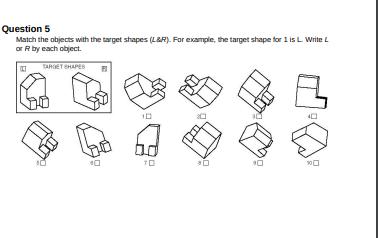 Solved: Question 5 Match the objects with the target shapes (L&R). For ...